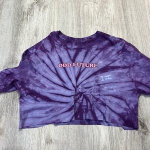 OF purple tie dye shirt. custom cut. XS